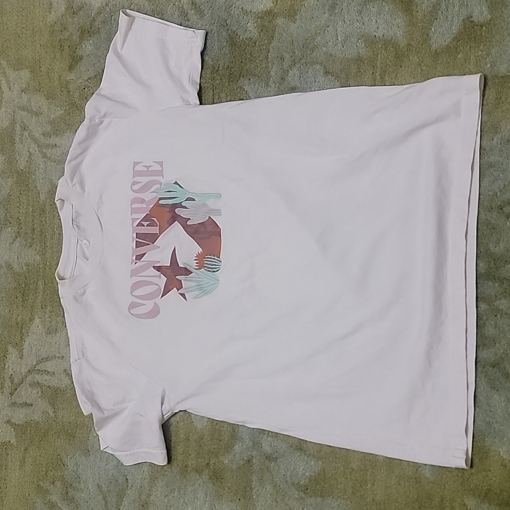 Converse Women's White and Brown Graphic Tee